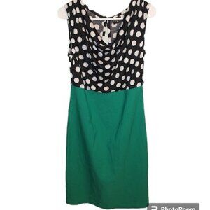 ROCKSTEADY womens short mini dress, green black white dots  XL  w-037